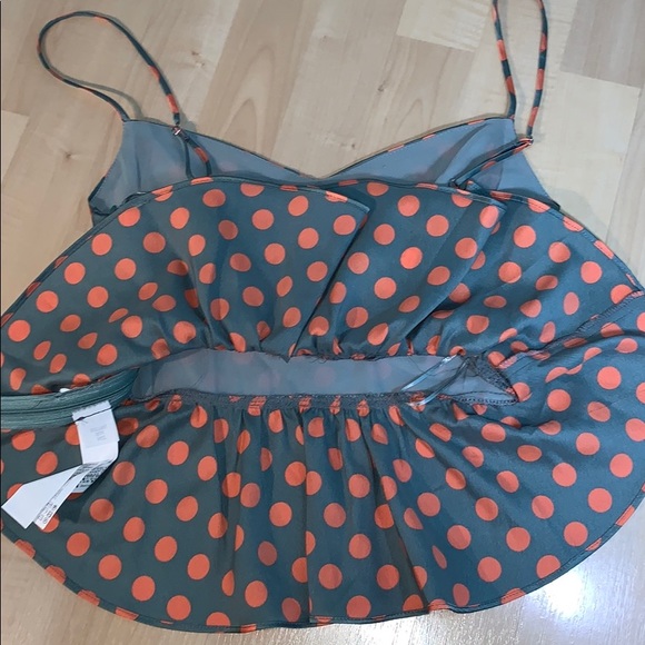 ZARA Green & Orange Polka Dot Peplum Bustier Top - Picture 5 of 9